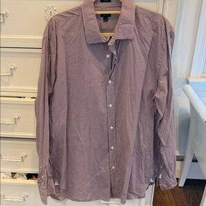Men's Checked Button-Down Shirt in Red and White